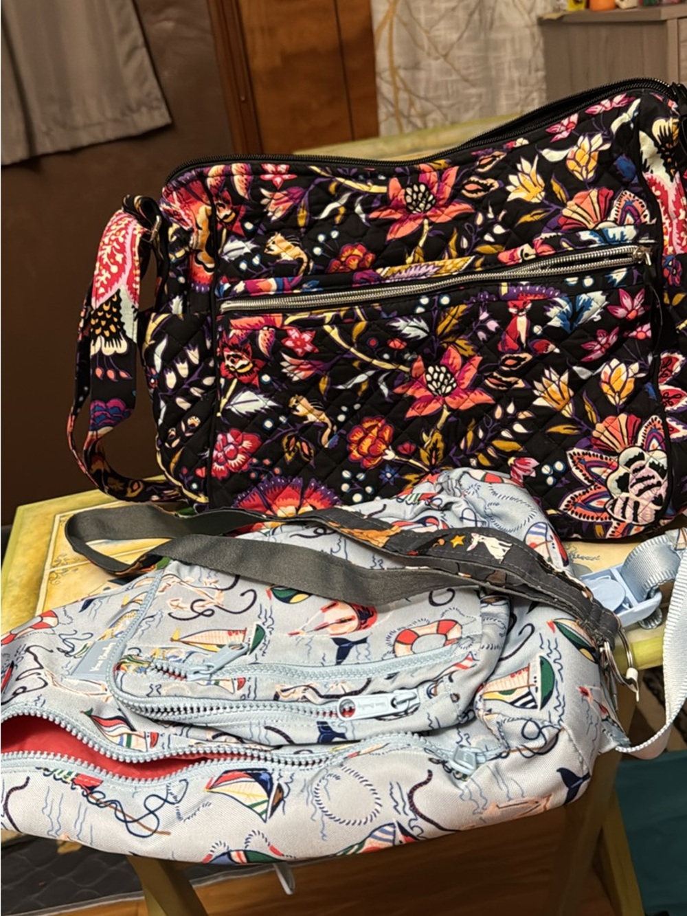 Vera Bradley Quilted Floral Crossbody Bag, sling backpack and lanyard